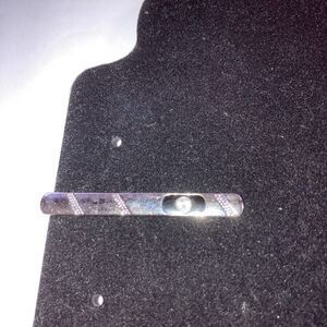 Sterling Silver Tie Clip Bar With Crystal Formal Wear Accessory Men Wedding